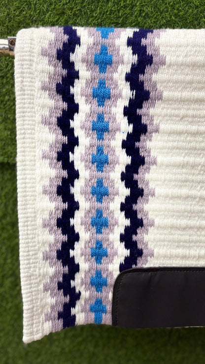 Western Saddle Pad | White Purple Blue Saddle Blanket | Wool Horse Pad | Southwest Show Pad | Horse Tack Gift