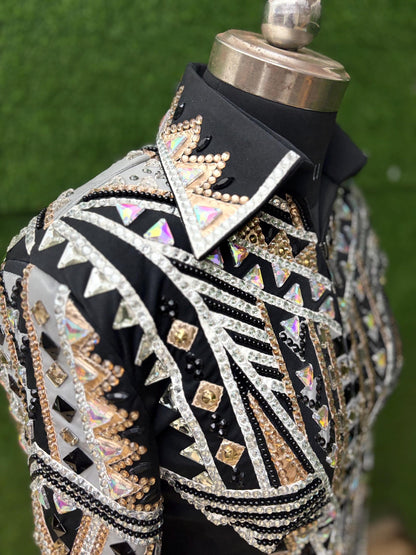 Western Showmanship Jacket | Hand-Embellished Crystal Riding Jacket | Competition Show Apparel (All Sizes)
