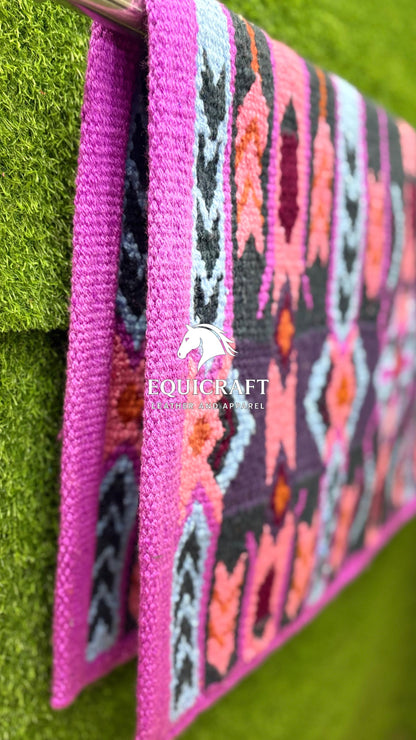 Magenta Grey Wool Western Saddle Blanket – Aztec Arrow Diamond Show Blanket | Horse Pad Barrel Racing Rodeo Tack SIZE 34X42