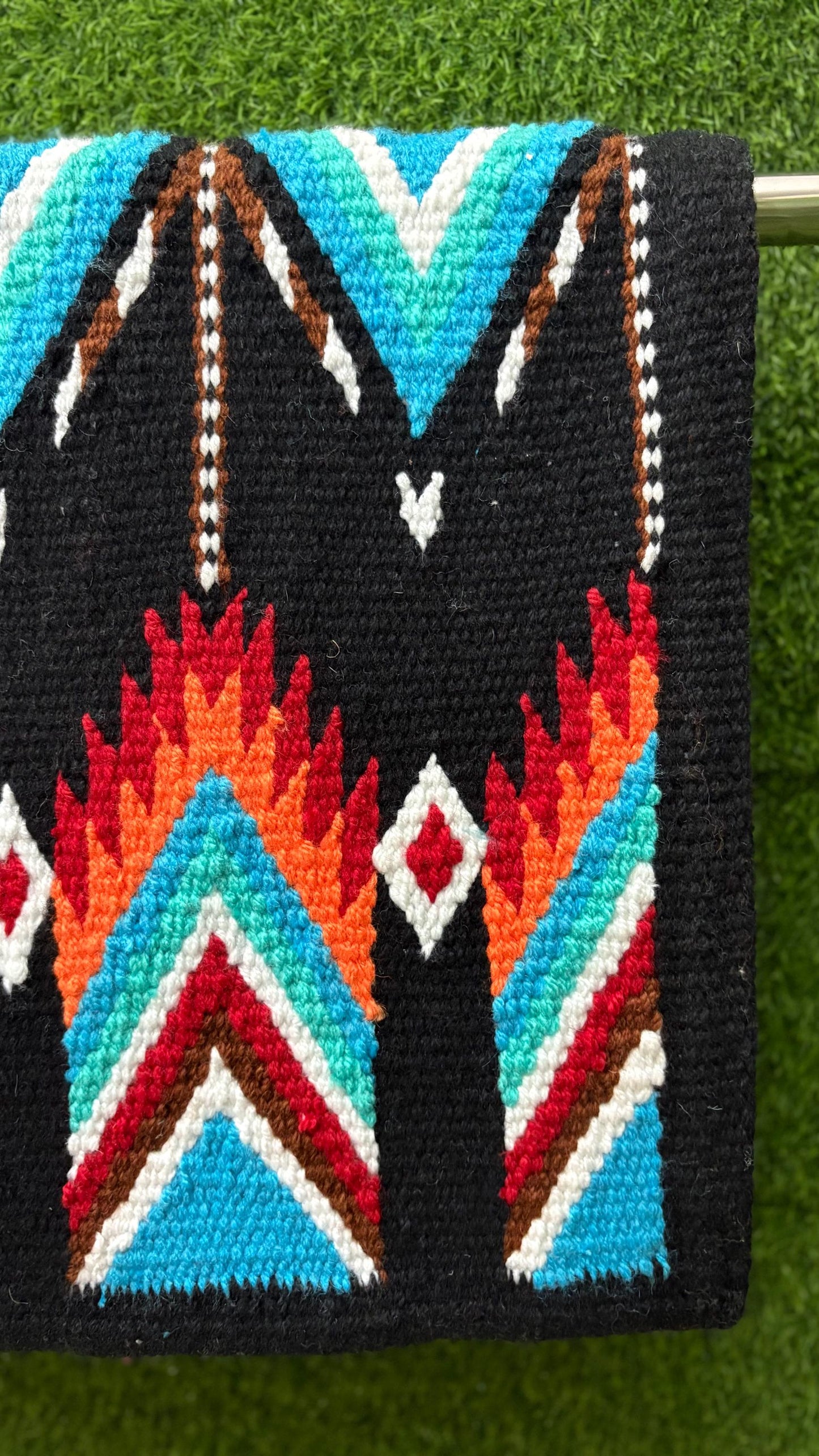 Western Saddle Pad | Black Saddle Blanket | Aztec Wool Horse Pad | Turquoise Brown Show Pad | Horse Tack Gift