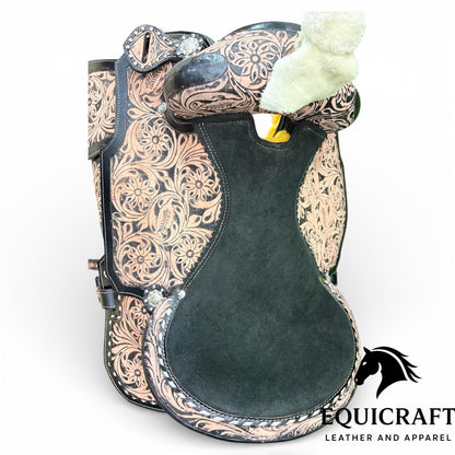Hand Tooled Leather Western Saddle with Tack Set
