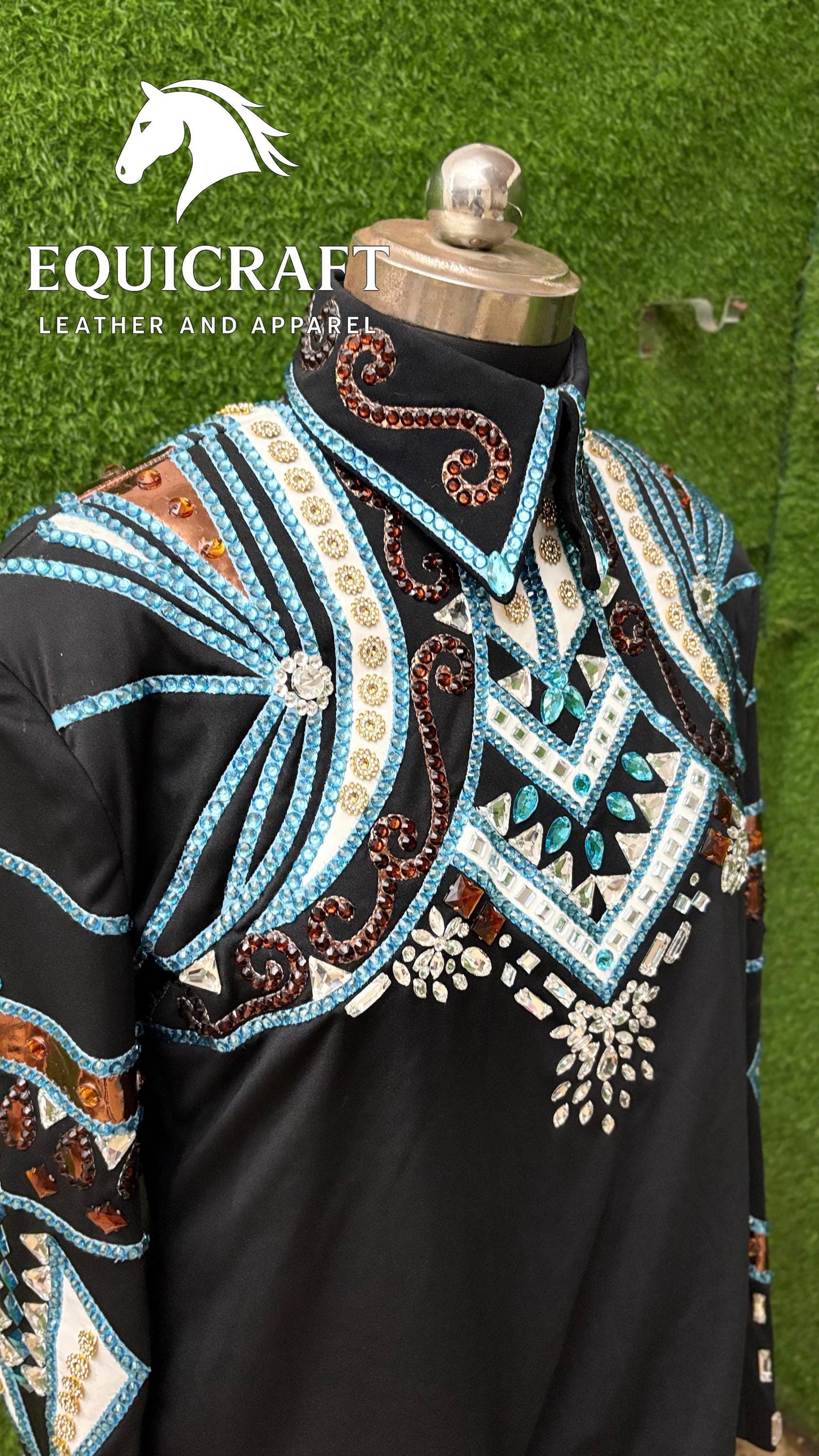 Western Showmanship Jacket | Hand-Embellished Crystal Show Jacket | Competition Riding Apparel (All Sizes)