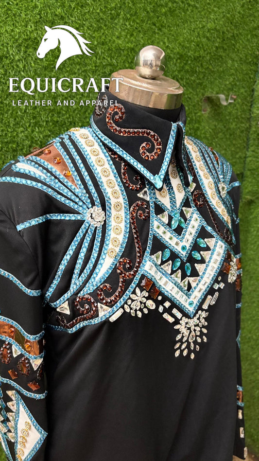 Western Showmanship Jacket | Hand-Embellished Crystal Show Jacket | Competition Riding Apparel (All Sizes)