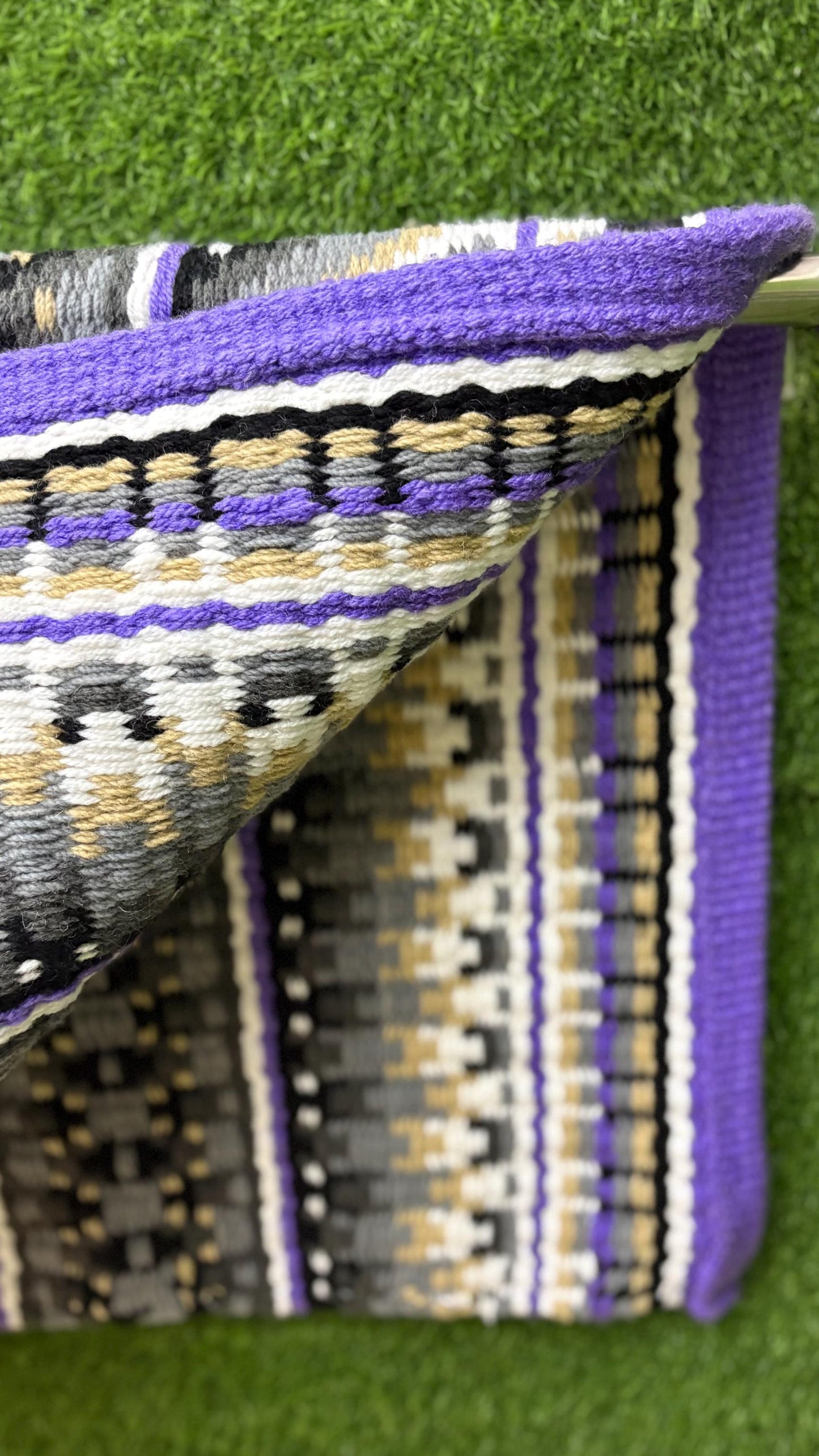 Handmade Western Saddle Pad | Purple Grey Saddle Blanket | Aztec Wool Horse Pad | Southwest Show Pad | Horse Tack Gift