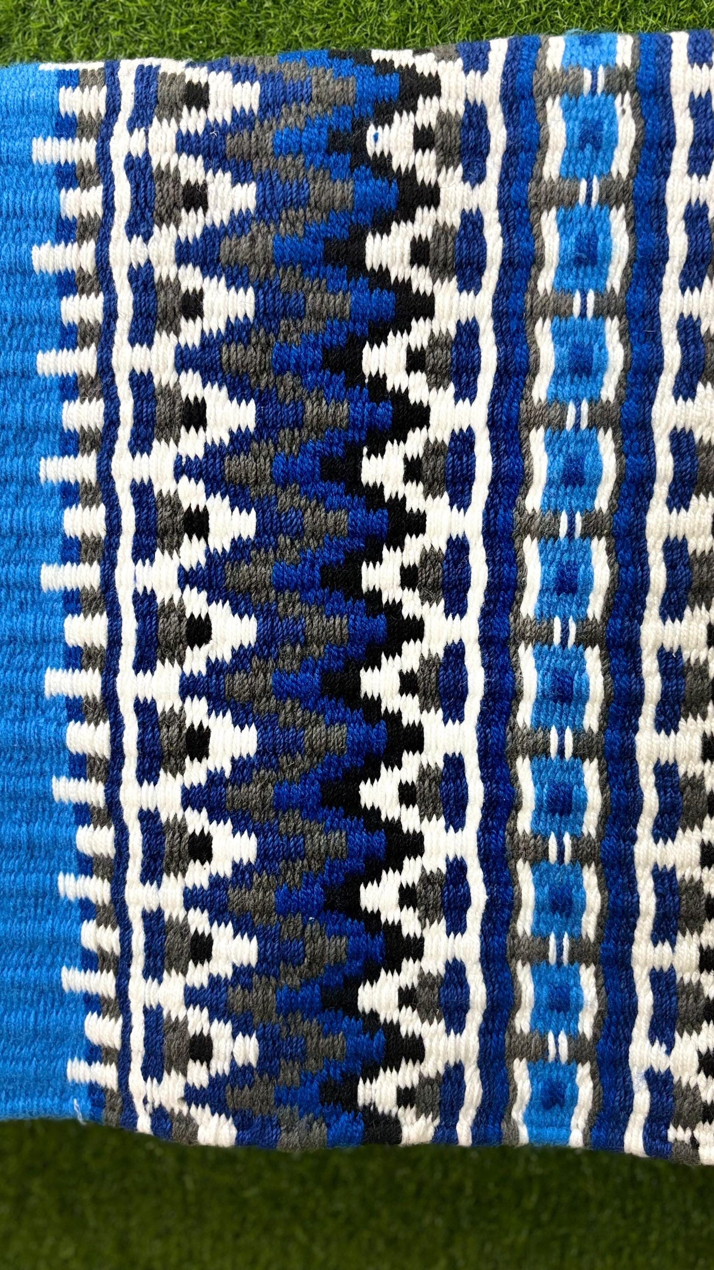 Western Saddle Pad Blanket | Show Pad | Blue Aztec Wool Horse Blanket | Trail Riding Pad | Horse Tack Gift