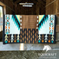 Western Wool Ranch Saddle Blanket, Aztec Pattern, Turquoise Brown White Horse Saddle Pad, Southwestern Show Blanket Size-34x48