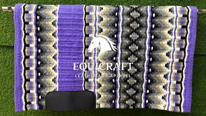 Handmade Western Saddle Pad | Purple Grey Saddle Blanket | Aztec Wool Horse Pad | Southwest Show Pad | Horse Tack Gift
