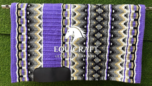 Handmade Western Saddle Pad | Purple Grey Saddle Blanket | Aztec Wool Horse Pad | Southwest Show Pad | Horse Tack Gift