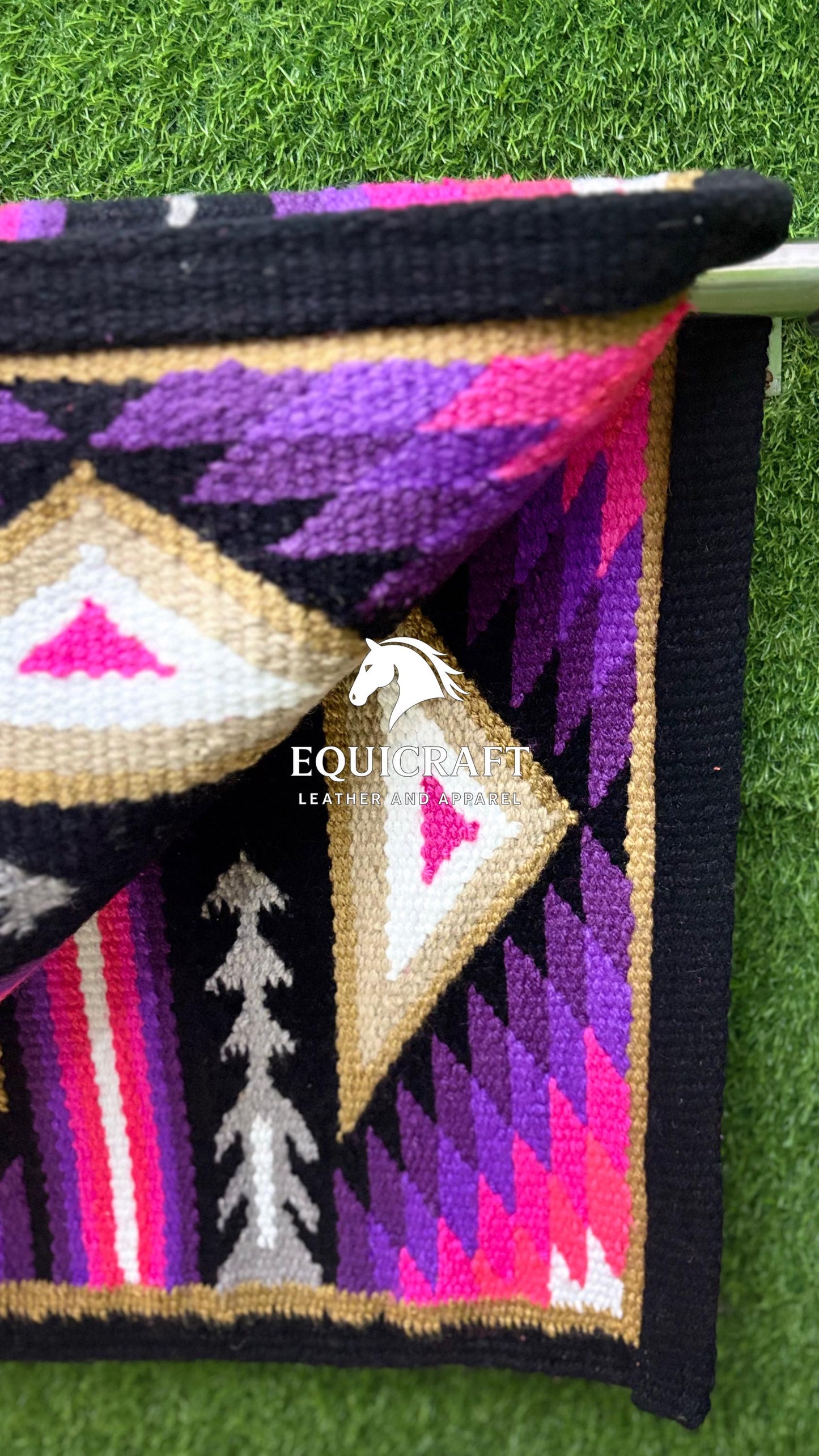 Hot Pink Purple Wool Western Saddle Blanket – Aztec Diamond Show Blanket | Horse Pad Barrel Racing Rodeo Tack SIZE 34X42