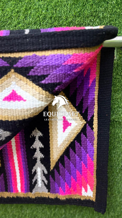 Hot Pink Purple Wool Western Saddle Blanket – Aztec Diamond Show Blanket | Horse Pad Barrel Racing Rodeo Tack SIZE 34X42