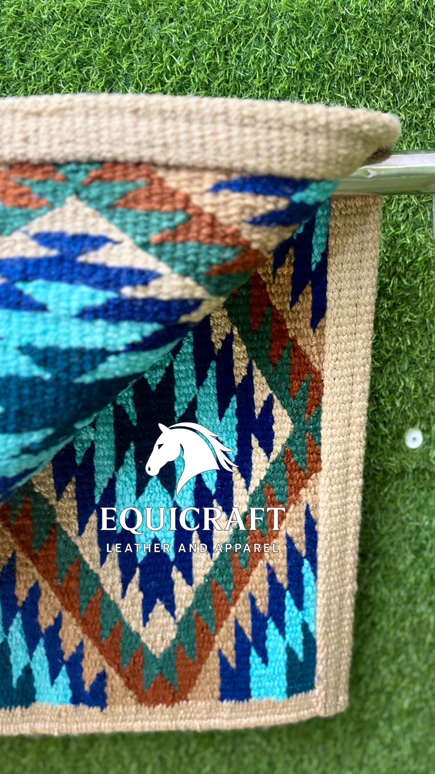 Western Ranch Saddle Blanket | NZ Wool Handwoven Pad | Customizable Horse Tack SIZE 32X32