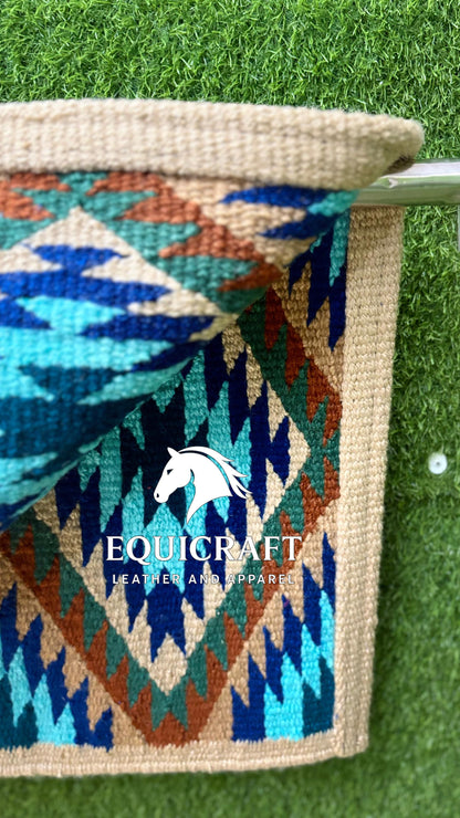 Western Ranch Saddle Blanket | NZ Wool Handwoven Pad | Customizable Horse Tack SIZE 32X32