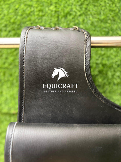 Black Leather Western Saddle Bag – Small Double Buckle Horse Trail Bag | Braided Edge Cowboy Riding Tack