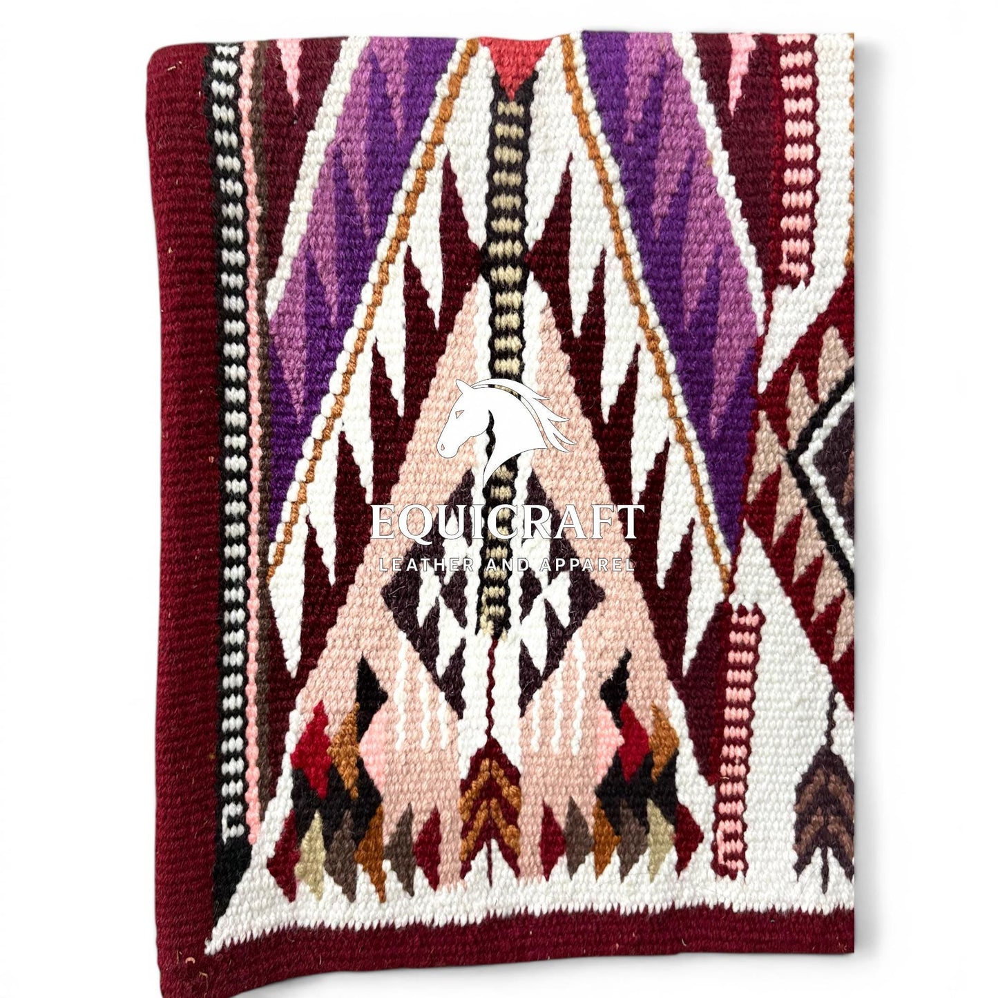 Western Wool Saddle Blanket, Burgundy Purple Pink Diamond Aztec Pattern, Southwestern Horse Saddle Pad, Show Blanket New